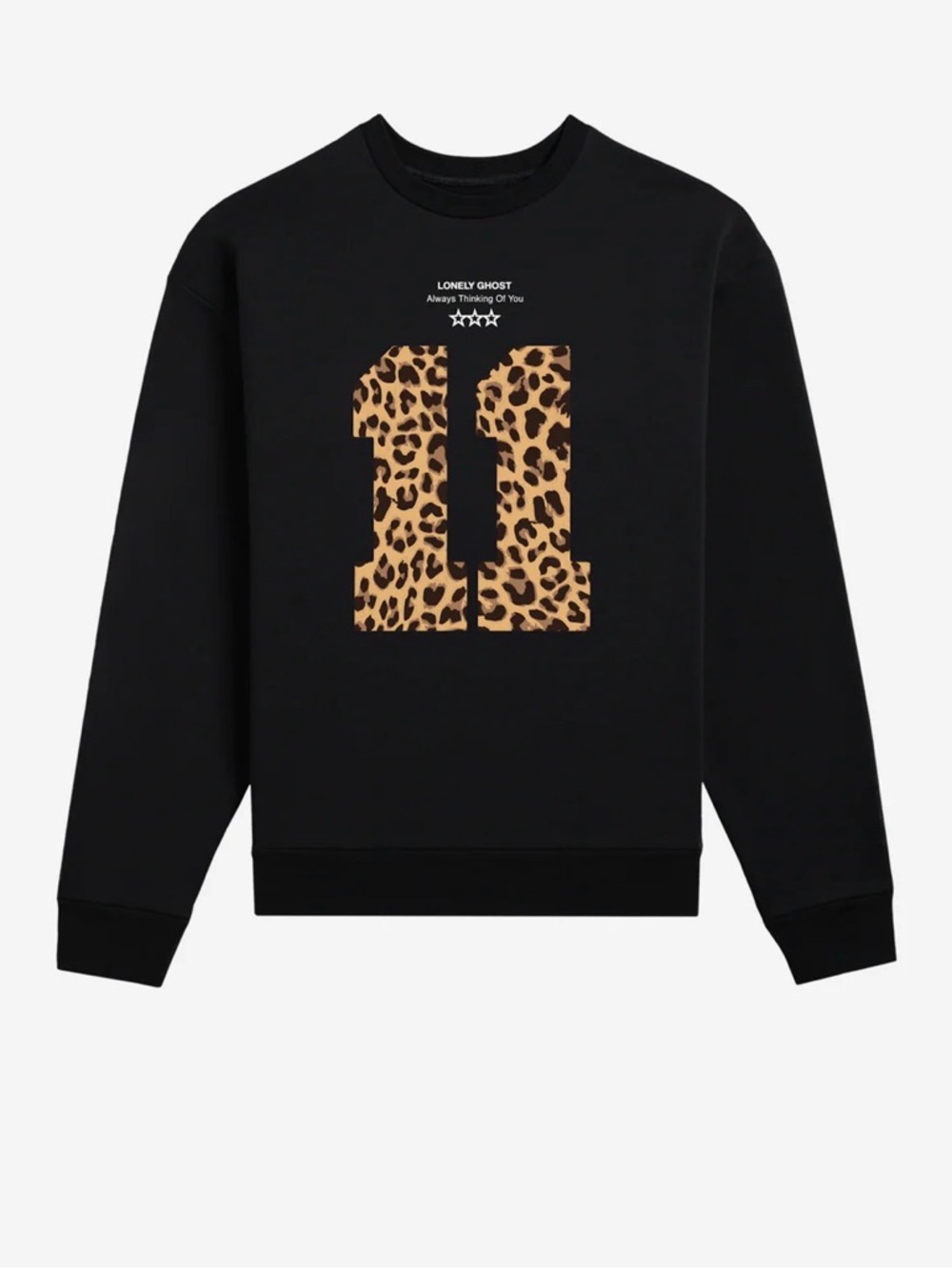 NWT LONELY GHOST 11:11 Sweatshirt Black with Cheetah XL Crewneck